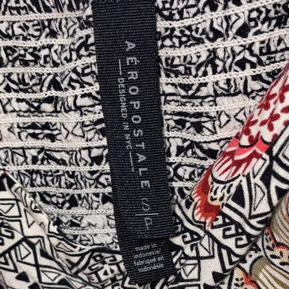 Aeropostale | S | Boho Spaghetti Strap Fit & Flare Mini Dress – Black White - Picture 2 of 15